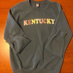 Gildan Blue Crewneck Sweater with Ribbed Cuffs